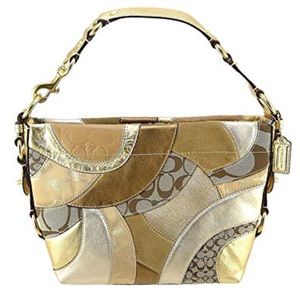 Authentic Coach gold mosaic patchwork handbag